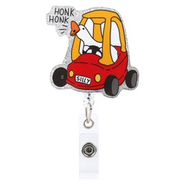 Funny Angry Goose Badge Reel, Cute Silly Goose Nurse Badge Reel Retractable Animal ID Card Badges Holders with Alligator Clip Nursing Accessories for RN Nurses Doctors Teachers Students Gifts