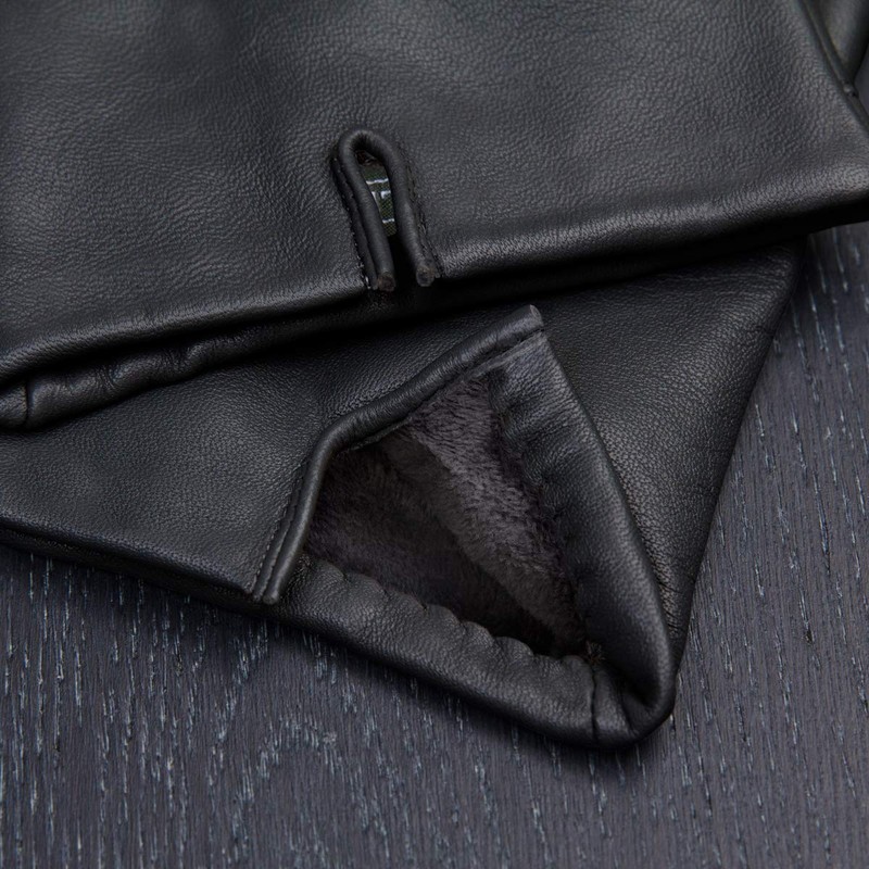 Downholme Vegan Leather Gloves for Men, black, L