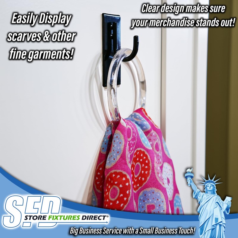 Clear Plastic Retail Scarf Rings - Round Fine Garment Hangers