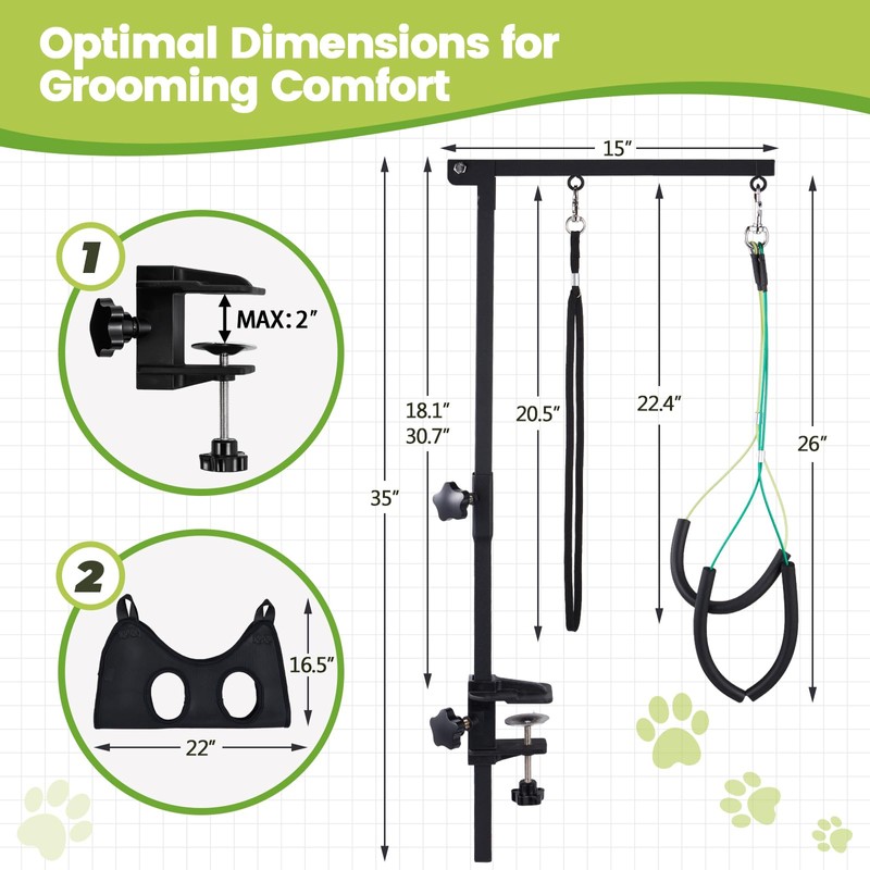 SUNMCCN Dog Grooming Table Arm with Hammock, 35" Adjustable Height