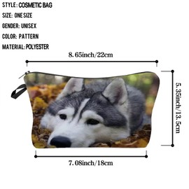 Livel lhood Funny Husky Dog Makeup Bag Cute Small Organizer Bag Travel Toiletry Zipper Pouch Siberian Husky Cosmetic Bag Present for Husky Lovers Husky Mom Women