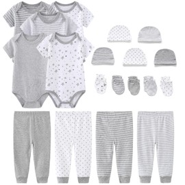 Chamie Baby Clothing Short Sleeve Body Baby Clothing Girls Boys Wrap Bodysuit Short Sleeve Bodysuit Baby & Pants Newborn Set, gray