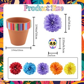 6 Sets Mexican Table Decorations Fiesta Centerpieces Pots Marigold Flower 4 Inch Mexican Terracotta Clay Pots Cinco De Mayo Table Decor for Mexican Party Table Festive Decoration