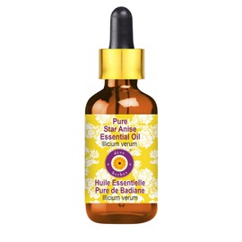 Deve Herbes Pure Star Anise Essential Oil (lllicium verum) with Glass Dropper Steam Distilled 50ml (1.69 oz)