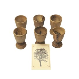 3 ARCHES USA Olive Wood Communion Cups - 6 Hand-Carved Stemmed Cups from Bethlehem, 2.8" Tall, 8ml Capacity - Traditional Holy Land Craftsmanship for Churches, Ministries & Personal Use
