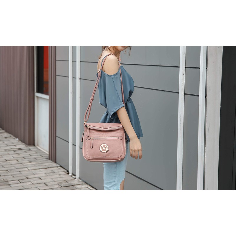 MKF - Bolso cruzado para mujer, de piel sintética pequeña,