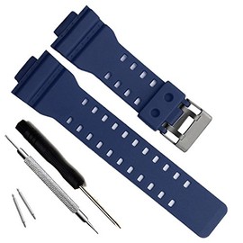 MyTime OliBoPo Natural Resin Replacement Watch Band Strap for Casio Mens G-Shock GD120/GA-100/GA-110/GA-100C, navy, 16mm, Casual