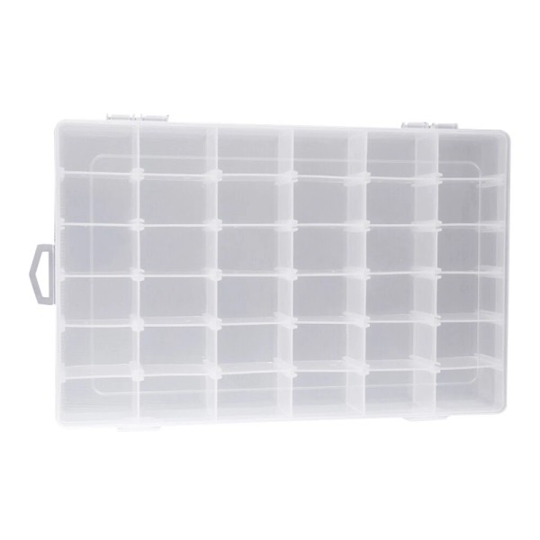 OULII 36-Grid Clear Hard Plastic Jewelry Organizer Box Storage Container