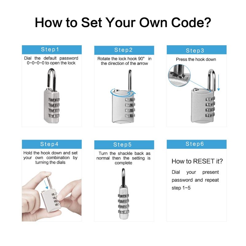Combination Padlocks, 4 Digit Security Padlock, [2 Pack] Combination Lock
