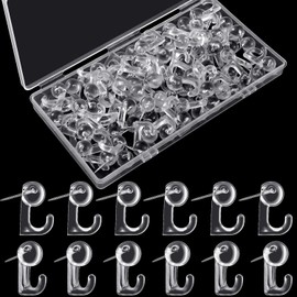 Tenare Ganchos de Chinchetas Tachuelas con Cabeza de Plástico Tachuelas de Pared Transparentes Clavos Colgantes Chinchetas Decorativas para Mapa Tablón de Anuncios de Corcho Fotos, Transparentes (50)