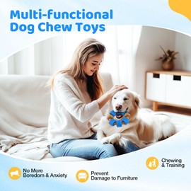 MASBRILL Indestructible Dog Chew Toys for Small Medium Large Breeds, Tough Nylon Dog Toys for Aggressive Chewers, Boredom Breaker, Teeth Cleaning, Gift for Dog Birthday