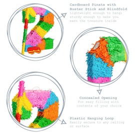 Fax Potato Number 2 Pinata Set with Stick & Blindfold | 35 x 7.5 x 50cm - Green, Red, Yellow