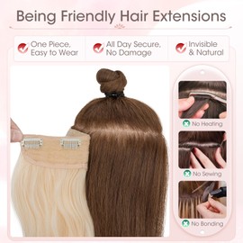 Silk-co One Piece Clip In Hair Extensions Curly 180g Hairpieces 5 Clips Wavy Curly Synthetic 3/4 Half Full Head for Laides and Women 24 Inch（60 cm） Bleach Blonde