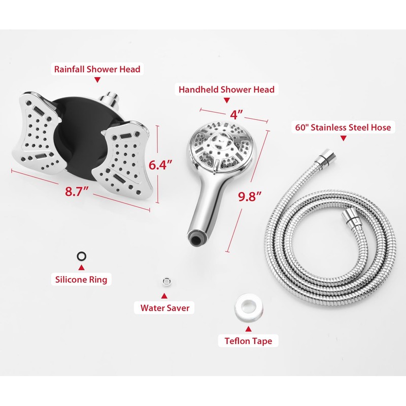 GRICH Shower Head with Handheld Spray Combo: 2 in 1