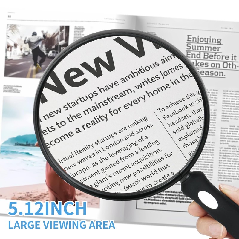 10X Large Magnifying Glass for Reading, Upgraded Handheld Magnifier with