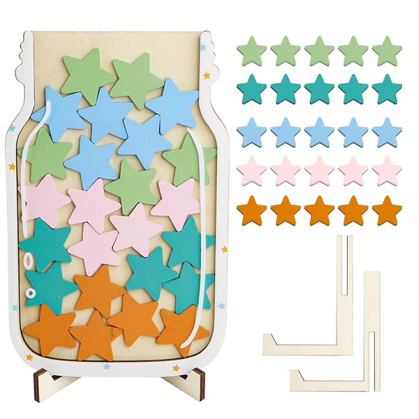 Krijuess Reward Jar for Kids, Classroom Reward Jar with Wooden