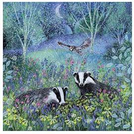 Museums & Galleries Lucy Grossmith Moonlight Badgers Art Greeting Card
