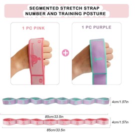 Yuqilin Pack of 2 Easy to Clean Exercise Bands, Non-Slip Yoga Band, Durable Stretch Band, Convient Pour le Yoga, le Pilates, Les Exercices Quotidiens, Etc (Pink Purple)