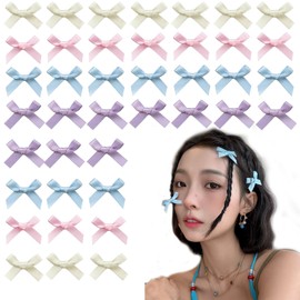 Doyime Ribbon Hair Clips, 4 Colors, Set of 40, Hairpins, Bowknots, Mini, Hair Ornaments, Stylish, Cute, Recitals, Coming of Age Ceremonies, Graduation Ceremonies, Fireworks Displays, Children,