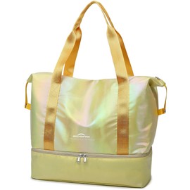 ZIOSINM Travel Bag Women's Sports Bag Travel Bag Hand Luggage, 36L Small Weekender Bag with Shoe Compartment & Wet Compartment, Swimming Bag, Training Bag, Sauna Bag, Fitness Bag, yellow, Fashion