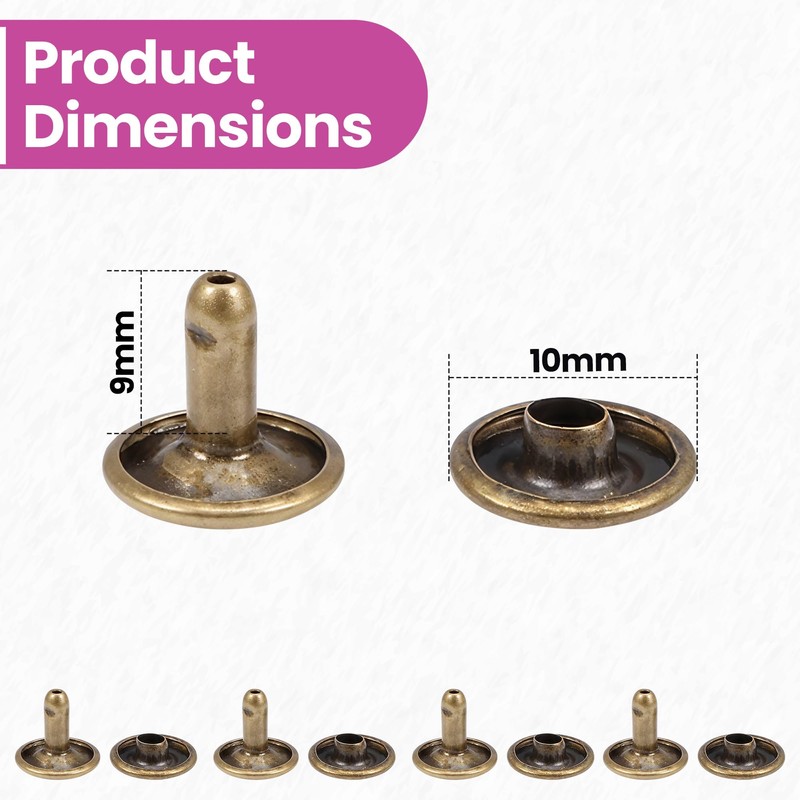 WedDecor Bronze 100 Sets of 10mm Double Cap Rivets –
