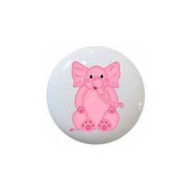 Ellie The Pink Elephant KNOB from Elephants Pachyderm Collection Decorative Ceramic Dresser Drawer PULLS Cabinet Cupboard KNOBS