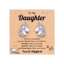 UNGENT THEM Daughter Gifts from Mom Kids Girls Earrings Valentines Christmas Birthday