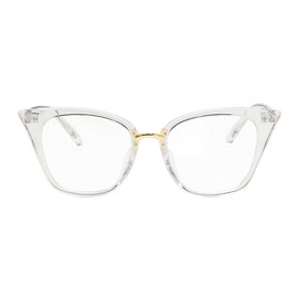 Fullwosing Glasses Womens Stylish Cat Eye Glasses Transparent White Frame -1.00 *** These are not reading glasses***