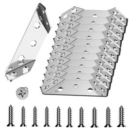 L Brackets for Wood - 12PCS Corner Brackets Universal Stainless Steel Furniture Corner Connector, Metal Angle Bracket Corner Braces for Wood, Small L Bracket for Shelves, Cabinet,Drawer,Chair,Table