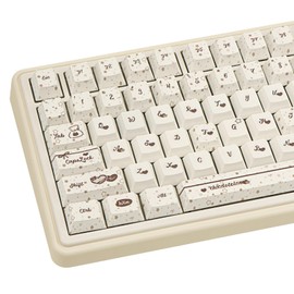 COOMICKEY PBT Keycaps, Chocolate Keycaps 60 65 75 100 Percent, Cute Key caps Dye Sub, Custom 145 Keys Cherry Profile for 61/68/84/87/98/100 Cherry Gateron MX Mechanical, White