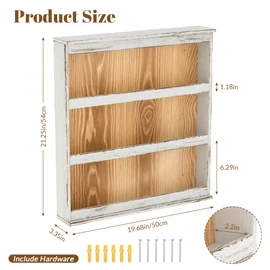 Nisorpa 3 Tier Spice Rack Wall Mount, Rustic Burnt Wood Wall Hanging Spice Rack Kitchen Spice Storage Shelf for Seasoning Jars or Condiment Bottles, 19.68 x 3.35 x 21.25 Inches