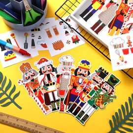 36 Set Nutcracker Stickers for Kids Nutcrackers Craft Kits King Soldier Nutcracker Ornaments Decorative for Birthday Party Supplies Valentine's Children's Day Graduation Gift Classroom Decor