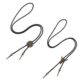 ElevateTech Bolo-Krawatte für Männer und Frauen, 2 Stück, Western-Cowboy-Krawatten-Halskette, handgefertigte Lederkrawatte im Retro-Stil, Bolo-Krawatten, Cowboy-Kostüm-Accessoires für Damen und Herren