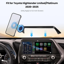 TUYICN Magnetic Car Phone Holder Compatible with Toyota Highlander Lmited/Platinum 2020-2022 Accessories 12.3-inch Screen Fixed Clip,360°Rotation Magnet Phone Mount Compatible with MagSafe