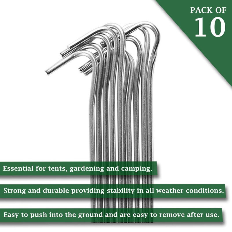 10 x Heavy Duty Metal Ground Pegs | 23CM x