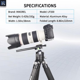 INNOREL LP200 Long Quick Release Plate 0.79in/200mm Arca Swiss Universal Standard Rail Nodal Slide with 50mm Plate Metal Clamp for Panoramic Macro Photography DSLR Camera Lens Tripod Monopod Ballhead