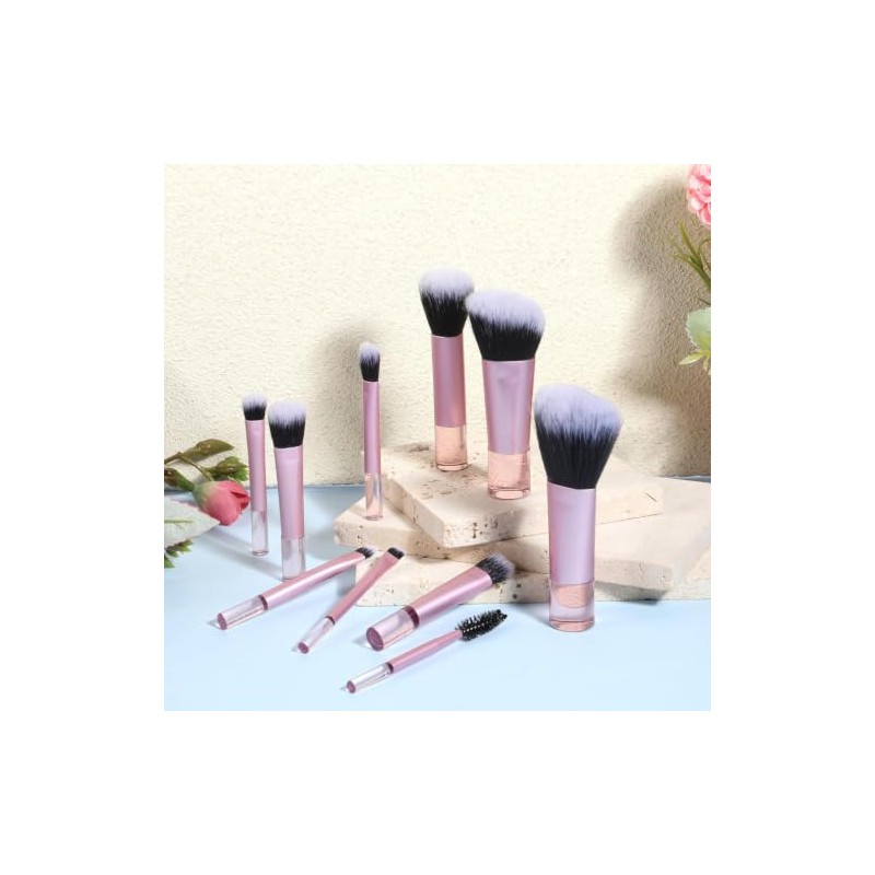 10pcs Brochas de Maquillaje Profesional de Viaje Mini Pinceles con
