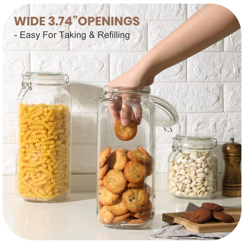 VITEVER [ Taller ] 92oz Glass Jars with Airtight Lid,