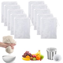 10Pcs Cheese Cloths for Straining, (20 x 30cm) Nut Milk Bag, Cheese Cloth Muslin Cloths for Cooking, Muslin Bags for Cooking, Strainer, Straining Bag, Reusable Strainer Bag for Yogurt/Juice/Tea