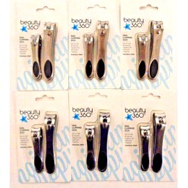 Beauty 360 6 Packs of Beauty 360 Nail Clipping Duo Stainless Steel (1 Nail & 1 Toenail/Pk)