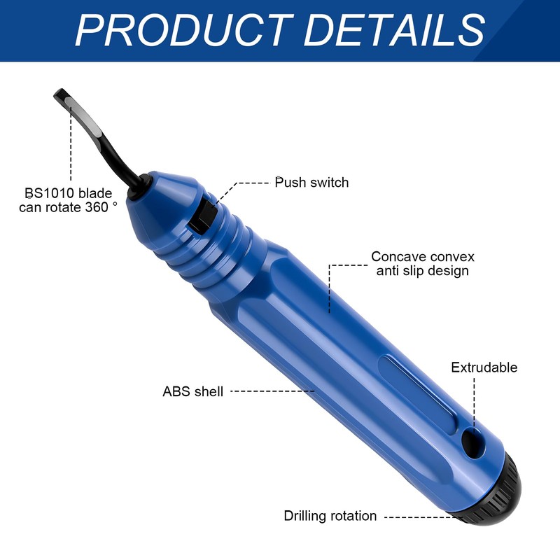 Deburring Tool Kit, Engraving Tools with 10 Pcs 360 Degree