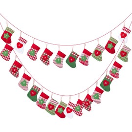 Kesote Christmas Advent Calendar, 24Pcs Christmas Stocking Basic Felt Xmas Advent Calendar Garland & Stockings Gift Bags Gift Boxes for Home Decoration