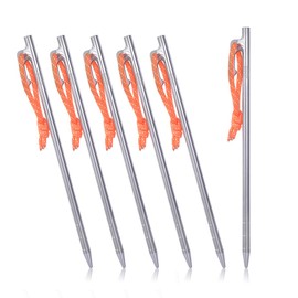 Boundless Voyage Titanium Pegs, Lightweight Tent Pegs, 9.4 inches (24 cm), Set of 4, 6 Pieces, For Hard Soil, Grassland, Outdoor Activities, Camping, Titanium Alloy, Forged Pegs, Set Up Tools (9.4 - 6 inches)