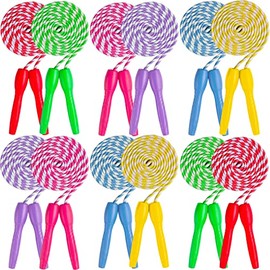 Ram Pro All Purpose Jump Rope Stripe Ropes With Plastic Handles for any Skill Level, 12PK, 6 colors (2 of each)