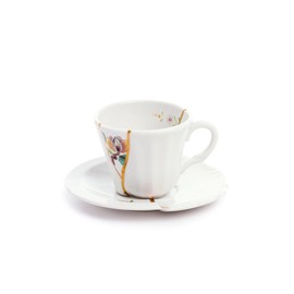 Seletti Kintsugi Tasse mit Untertasse aus Porzellan und 24 Karat Gold mod.3