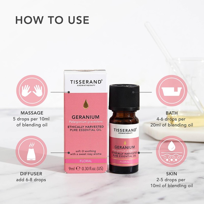 Tisserand Aromatherapy - Geranium Essential Oil - Ethically Harvested -