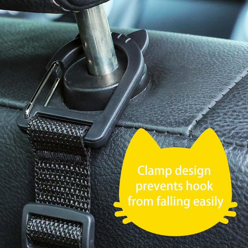 Amooca Car Headrest Hooks 4 Pack Adjustable Universal Fit Auto