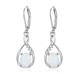 Opal Earrings Sterling Silver Infinity Dangle Drop Infinity Jewelry for Women