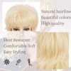 Salaibs Blonde Layered Wig for Women 70s Curly Shoulder Length