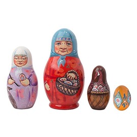 Golden Cockerel Rechenka's Eggs Babushka Nesting Doll Made in Russia Matryoshka Stacking Doll 6"/4pc Linden Wood